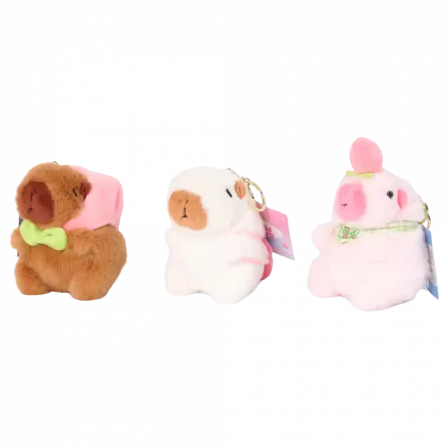 MUMUSO Plüschanhänger Capybara mit grüner Schleife, ideal für Kinder und als Geschenk.