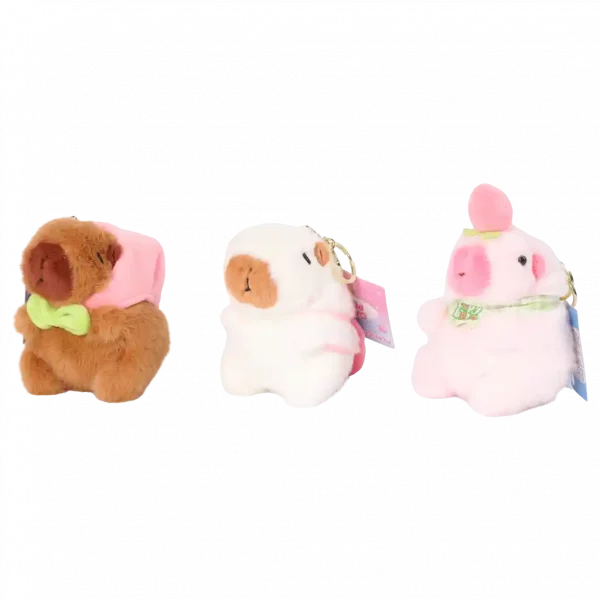 MUMUSO Plüschanhänger Capybara mit grüner Schleife, ideal für Kinder und als Geschenk.
