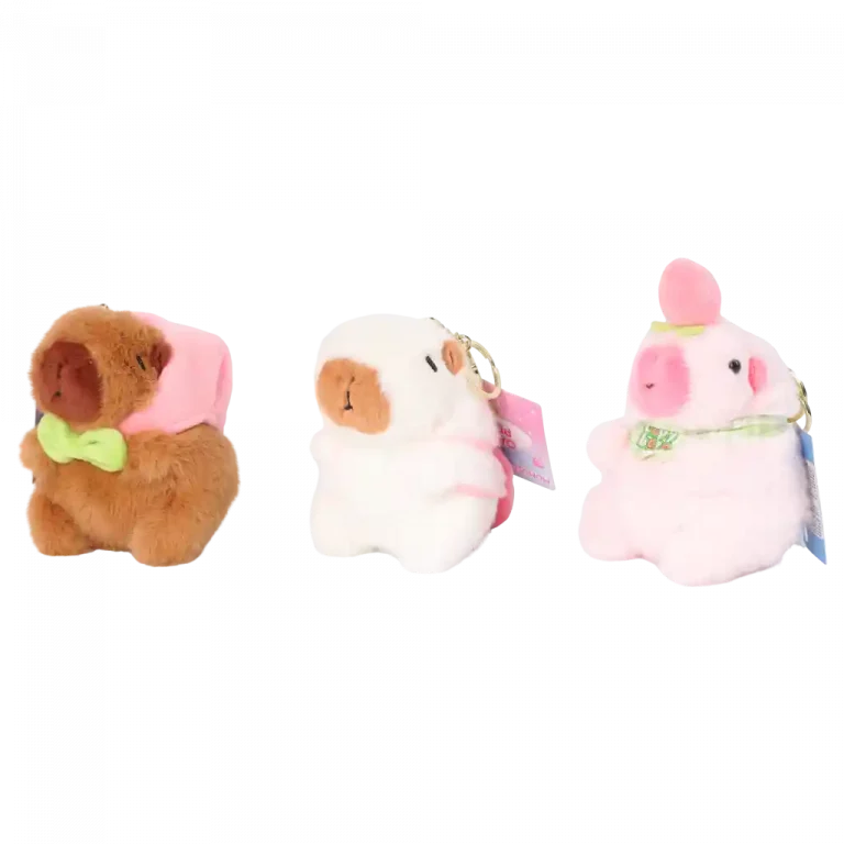 MUMUSO Plüschanhänger Capybara mit grüner Schleife, ideal für Kinder und als Geschenk.