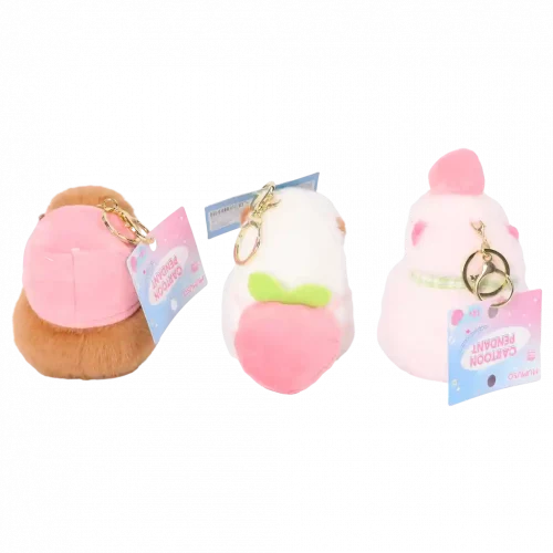 MUMUSO Plüschanhänger Capybara mit grüner Schleife, ideal für Kinder und als Geschenk.