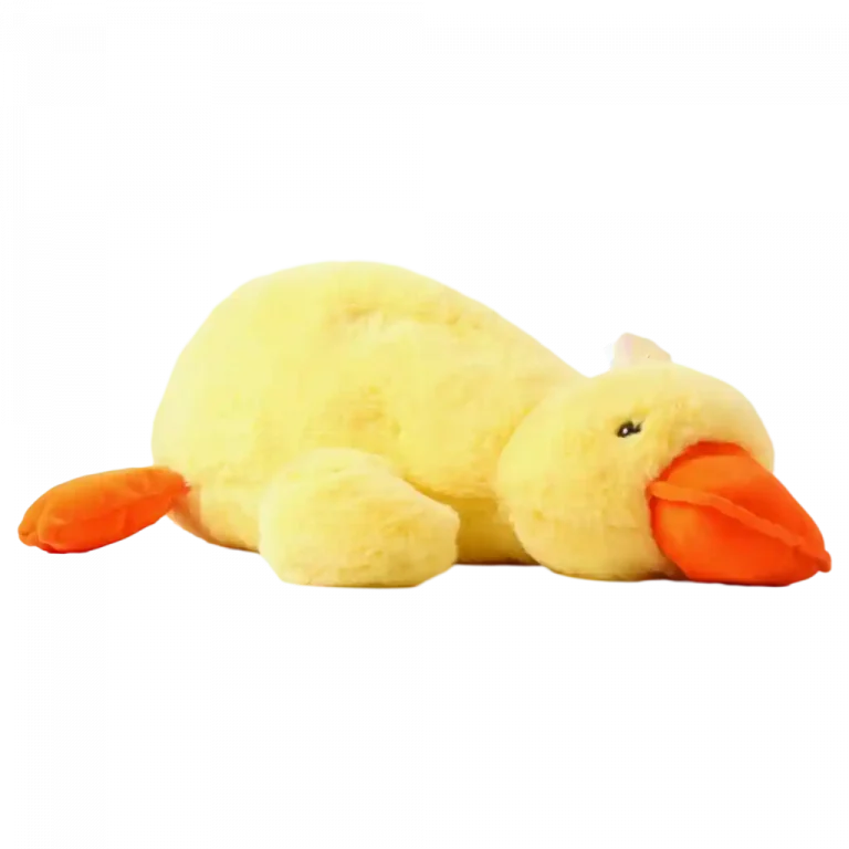 MUMUSO Plüschtier Liegende Ente in Gelb – weiches Spielzeug ideal für Kinder zum Kuscheln.
