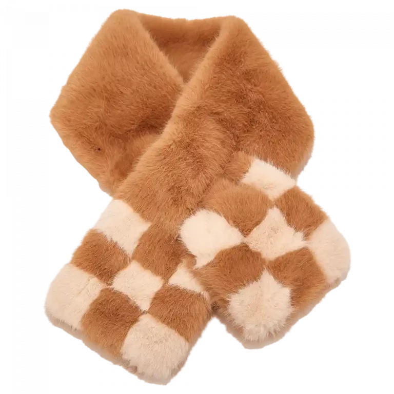 MUMUSO schicke winterliche damen schal in braun mit kariertem muster – ideal für kalte Tage.