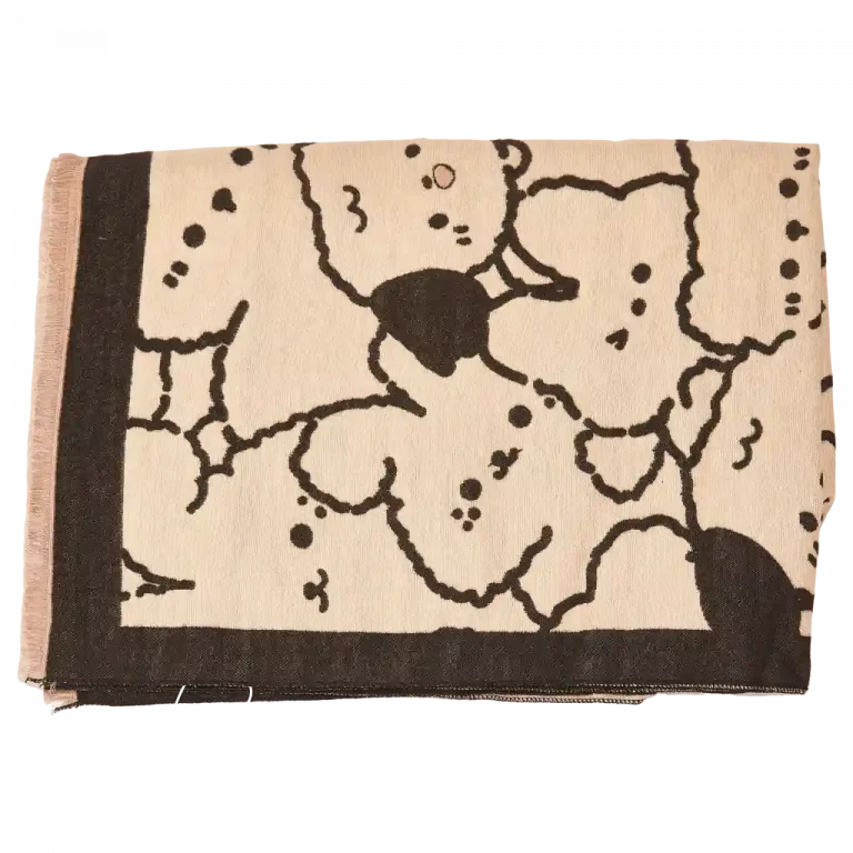 MUMUSO dicke Frühlings-Herbstschal mit Karikaturmuster, beigem Hintergrund – ideal für Frauen im Winter.