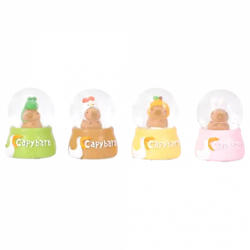 MUMUSO Schneekugel mit Capybara, grün – lebendige Dekoration für jedes Zuhause oder Büro.