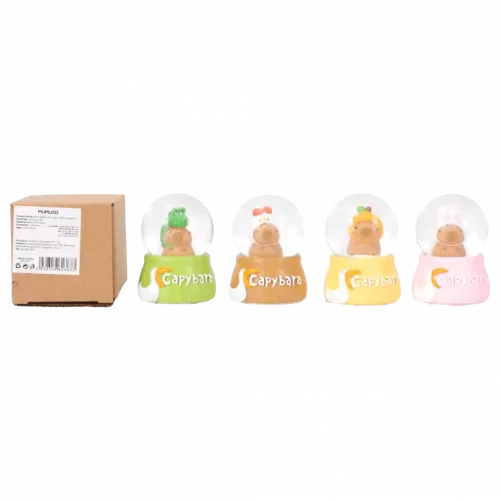 MUMUSO Schneekugel mit Capybara, grün – lebendige Dekoration für jedes Zuhause oder Büro.
