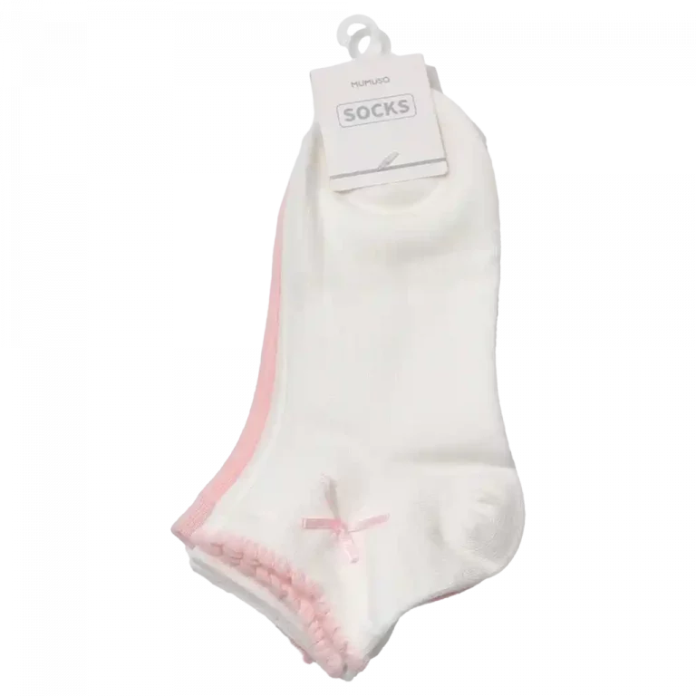 MUMUSO Sneakersocken Damen (Weiß/Rosa) – bequem und atmungsaktiv für den Alltag.