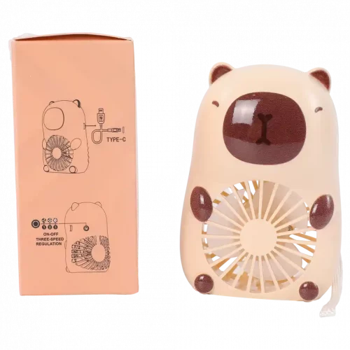 MUMUSO Capybara Tischventilator aus Kunststoff in Beige – ideal für heißen Tage im Büro oder Zuhause.
