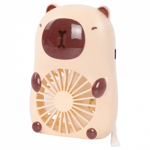 MUMUSO Capybara Tischventilator aus Kunststoff in Beige – ideal für heißen Tage im Büro oder Zuhause.