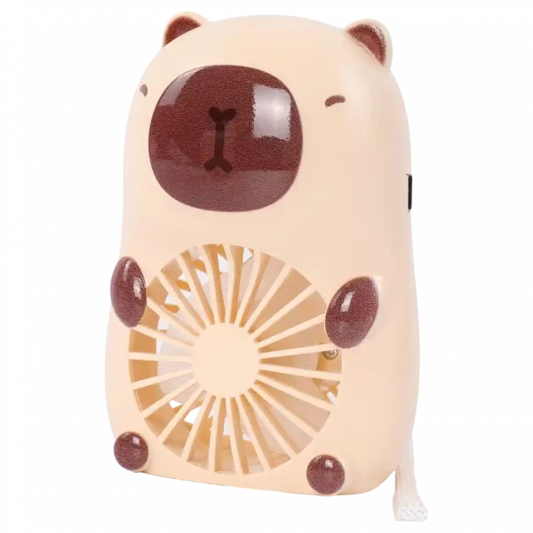MUMUSO Capybara Tischventilator aus Kunststoff in Beige – ideal für heißen Tage im Büro oder Zuhause.