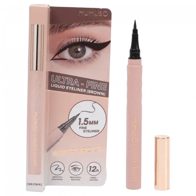 MUMUSO ultrafine flüssiger Eyeliner (Braun) – präzise Anwendung für ein intensives Augen-Make-up.