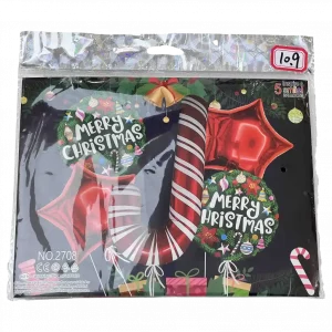 MUMUSO Set mit 5 Weihnachtsballons in verschiedenen Formen und Farben, ideal für festliche Anlässe.