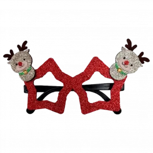 MUMUSO Weihnachtssternbrille in Rot mit Schneemann – ideal für festliche Anlässe und Weihnachtsfeiern.