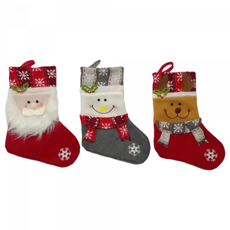 MUMUSO Weihnachtsstrumpf (Rot) mit Schneemann, ideal für festliche Dekoration und Geschenke.