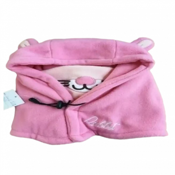 MUMUSO süße Wintermütze in Rosa mit Hasenmotiv aus 100% Polyester, ideal für Kinder.