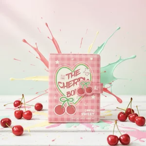 A5 Notizbuch mit Kirsch-Design, Kunststoff-Umschlag (Rot)