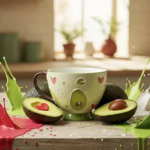 Avocado-Keramikbecher - 450ml - Grün