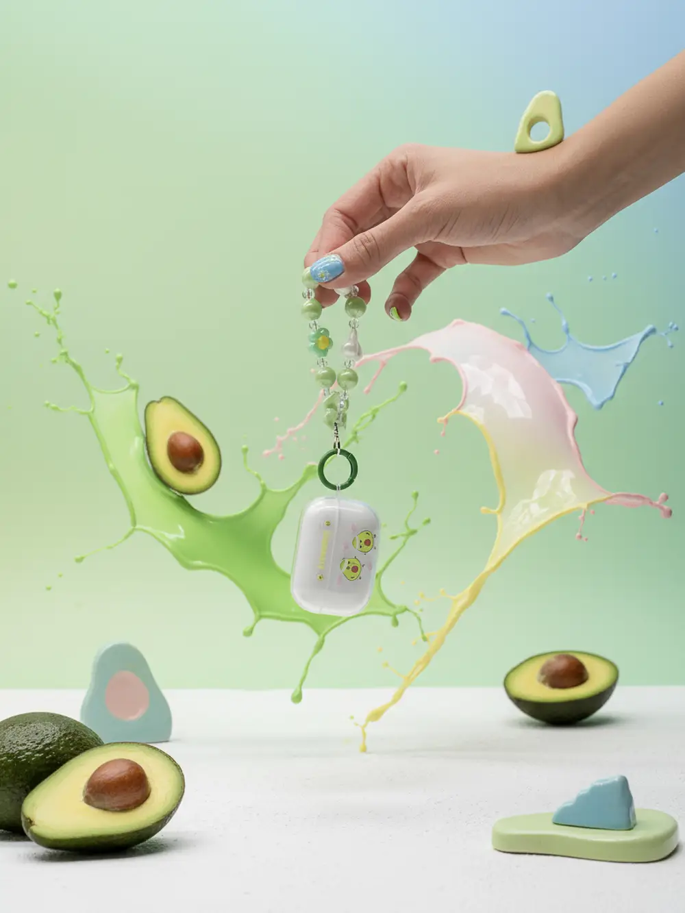 320Air20Pod20Case20mit20Schmuckkette20und20Avocadomotiv.webp TPU-Schutzhülle für AirPods Pro 2 mit Avocado-Design, 5×6,5×2,5 cm (Transparent/Grün)