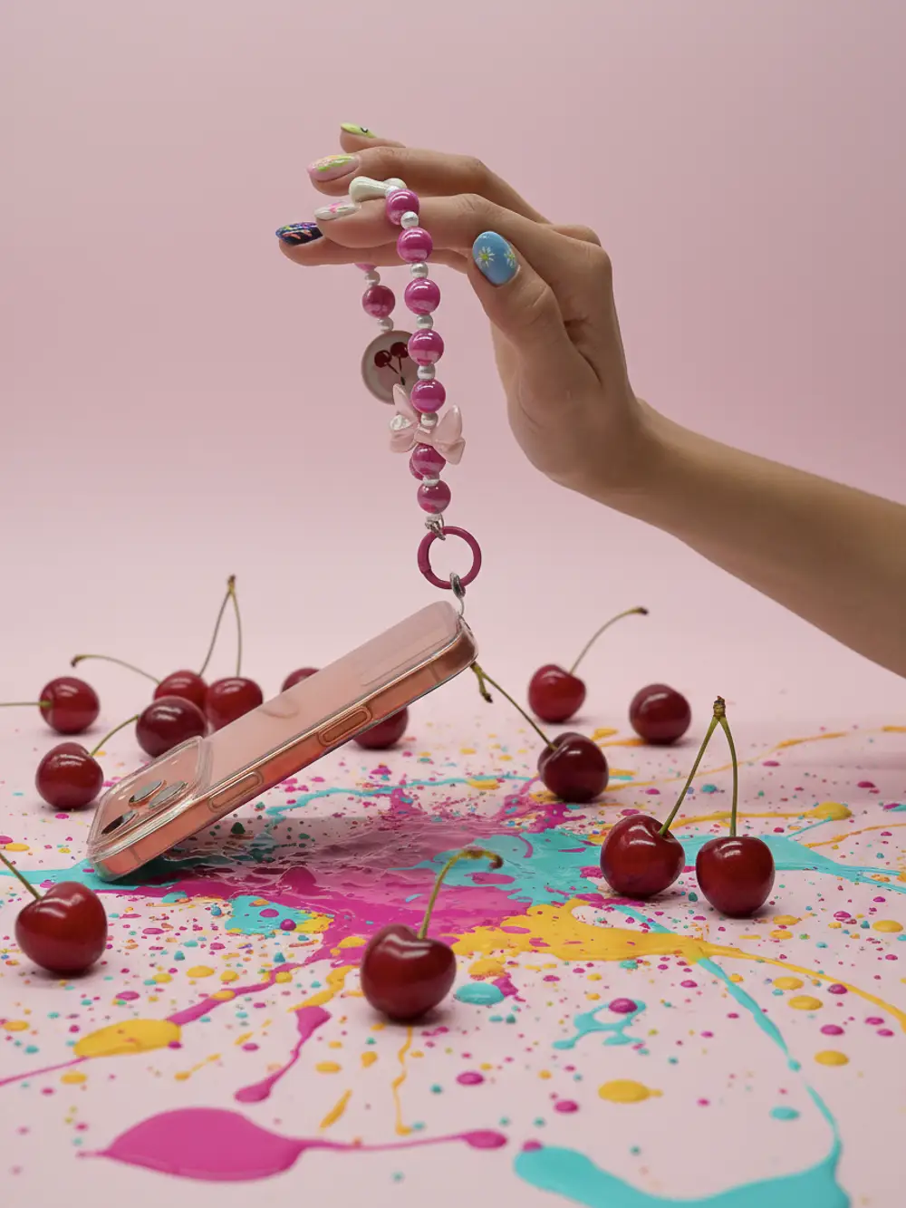 420Handkette20fuer20Mobiltelefone20mit20Kirsch20Motiv.webp Perlen-Handykette mit Kirsch-Design für Smartphones (Pink)