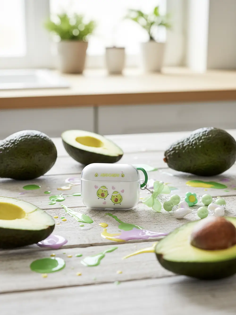 520Air20Pod20Case20mit20Schmuckkette20und20Avocadomotiv.webp TPU-Schutzhülle für AirPods Pro 2 mit Avocado-Design, 5×6,5×2,5 cm (Transparent/Grün)