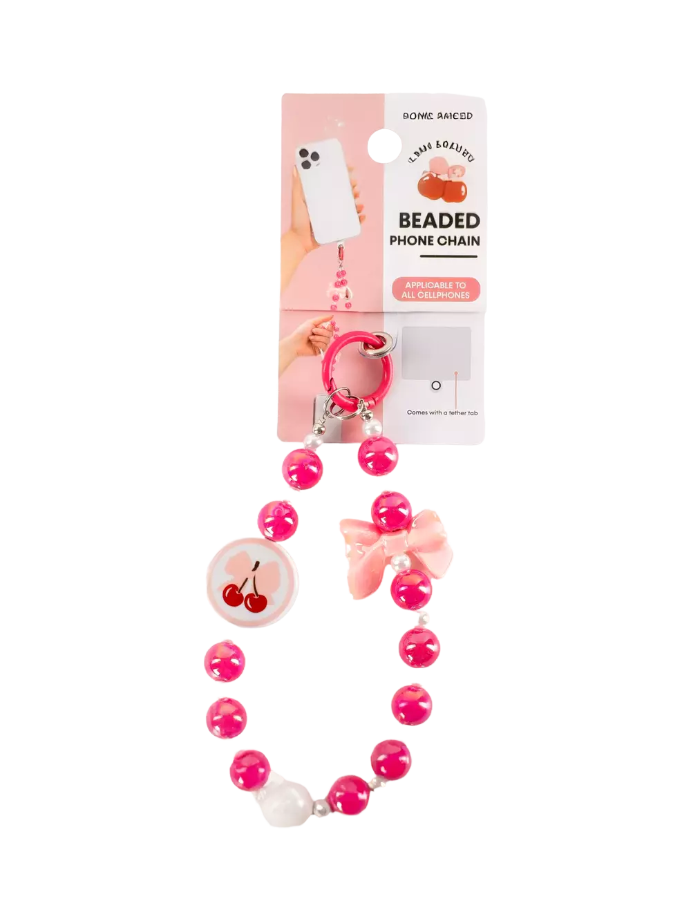 6932559631395.webp Perlen-Handykette mit Kirsch-Design für Smartphones (Pink)