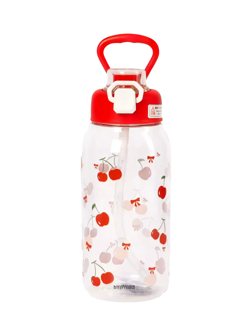 6932559695687_2.webp Wasserflasche aus Kunststoff mit Kirsch-Design, 1000 ml (Rot)