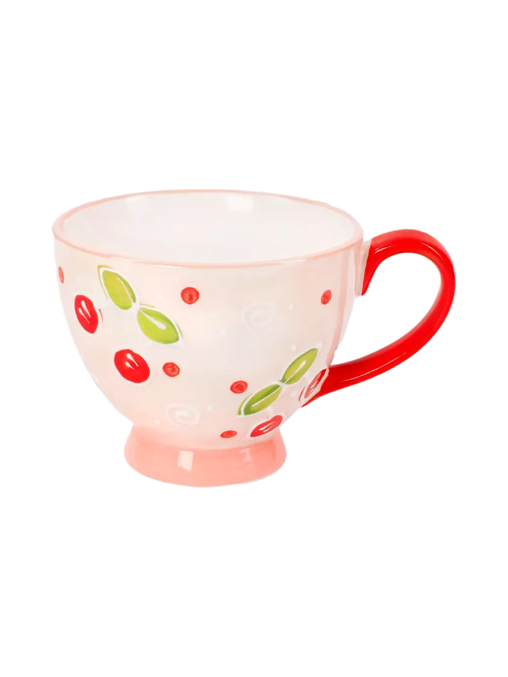6932559695830_2.webp Keramikbecher mit Kirschdesign - 450ml - Rot