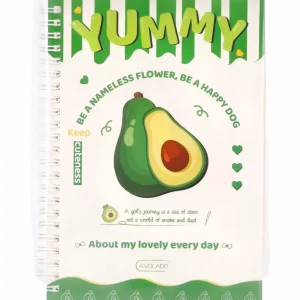 Spiral-Notizbuch mit Avocado-Design (Hellgrün/Creme)