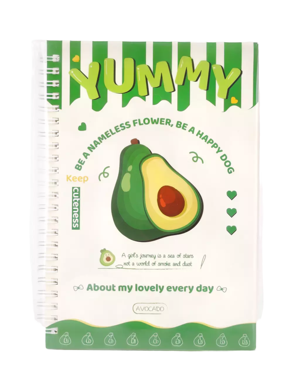 6932559696776.webp Spiral-Notizbuch mit Avocado-Design (Hellgrün/Creme)