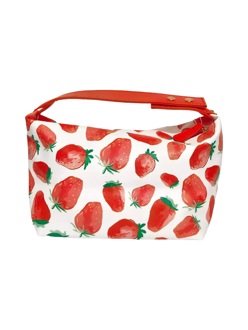 6976628012296.webp Kosmetiktasche aus Kunstleder mit Erdbeer-Design (Weiß/Rot)