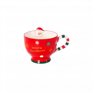 Weihnachtsmann Keramikbecher - 500ml - Rot