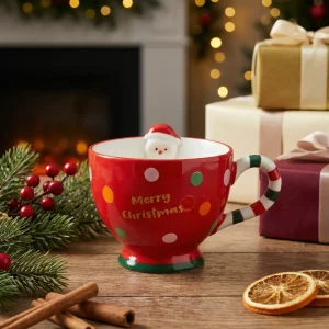 Weihnachtsmann Keramikbecher - 500ml - Rot