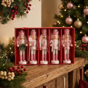 Rosa Nussknacker-Set 12,5cm (5-teilig)