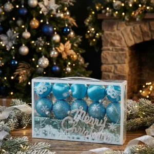 Blaue Weihnachtskugeln Set (16 Stück)