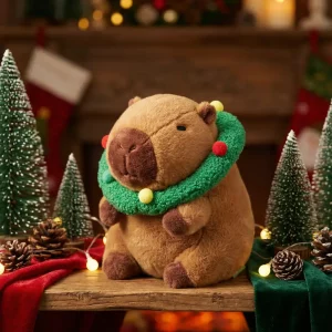 Capybara Weihnachtsedition - Grüner Blumenkranz 24 cm