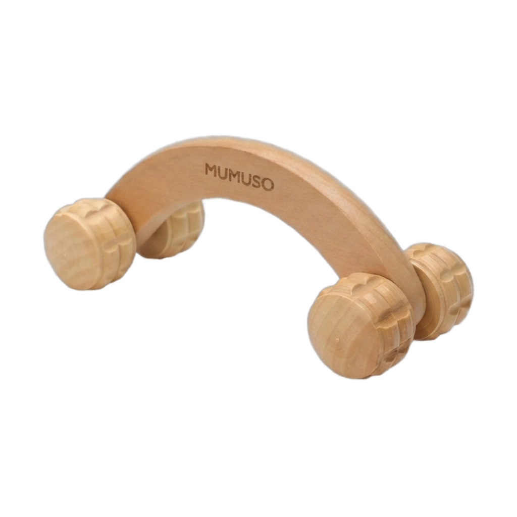 6932559600964.webp Vierrolliger Körper-Massageroller aus Holz für Ganzkörperanwendung (Naturholz)