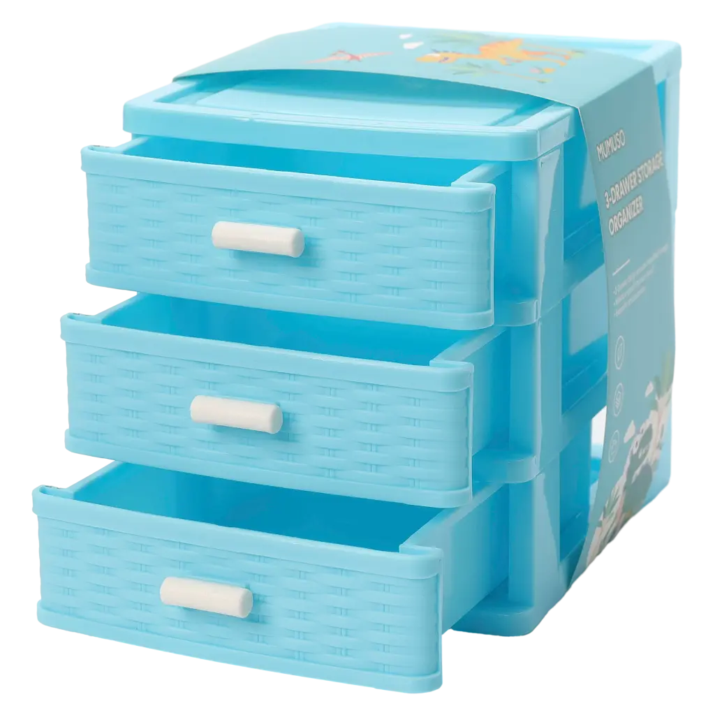6932559604115_2.webp 3-schubladiger Aufbewahrungs-Organizer aus PP mit Dinosaurier-Design (Blau)