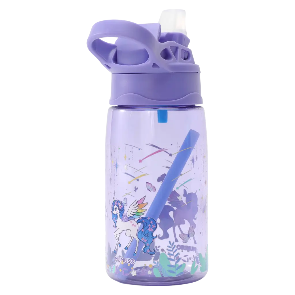 6932559605921_2.webp Kunststoff-Trinkflasche, 480 ml mit Einhorn-Design (Lila)