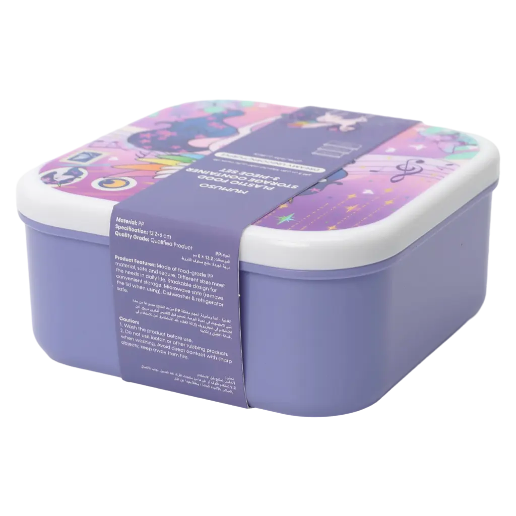 6932559617559_2.webp 3-teiliges Kunststoff-Frischhaltedosen-Set mit Einhorn-Design (Lila)