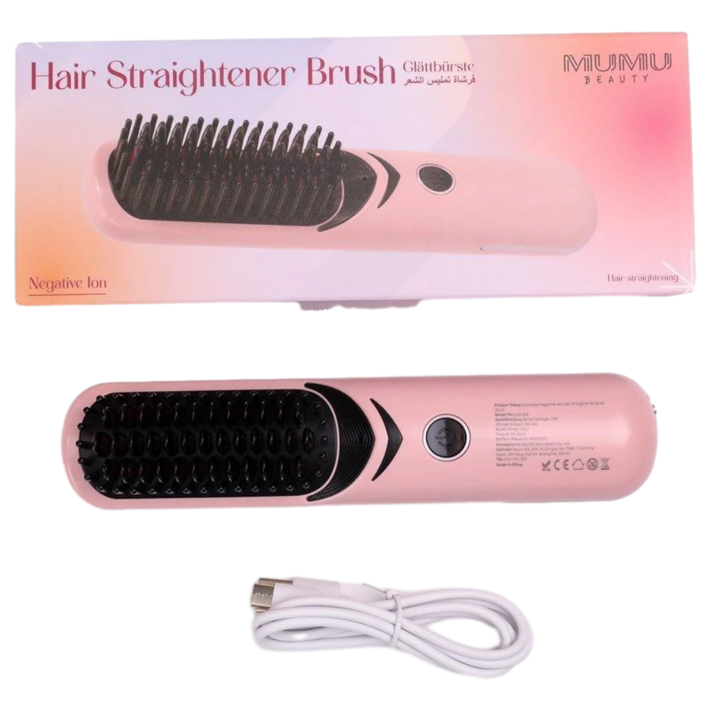6932559648638.webp Elektrische Glättbürste mit Negativ-Ionen-Technologie für Haare (Rosa)