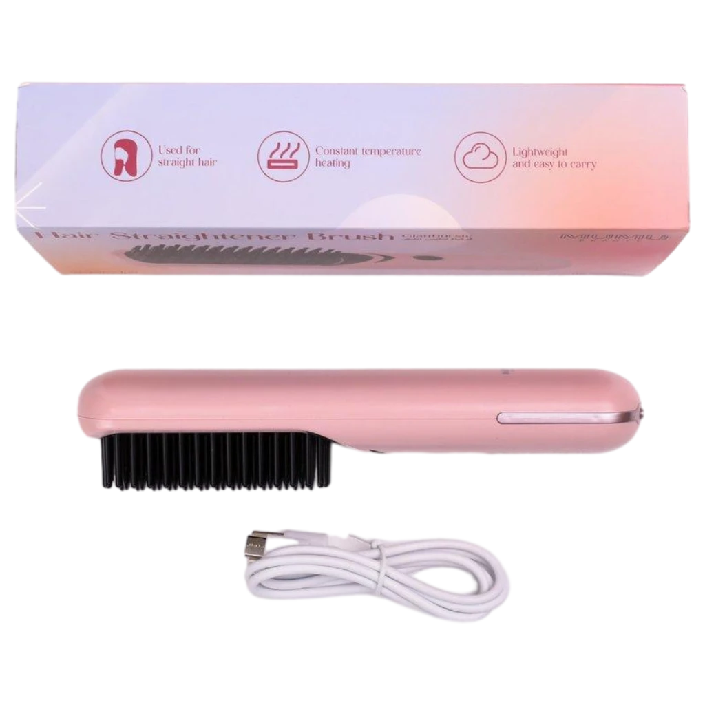 6932559648638_1.webp Elektrische Glättbürste mit Negativ-Ionen-Technologie für Haare (Rosa)