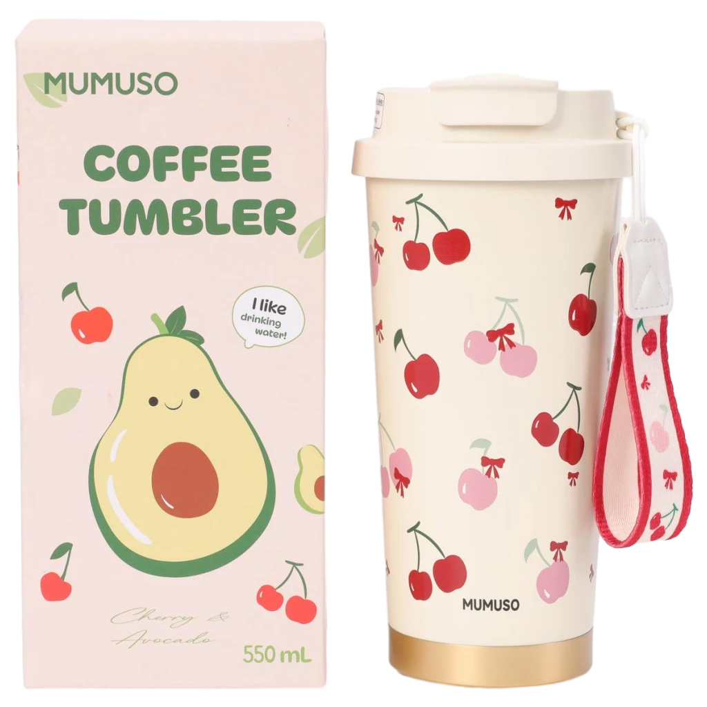 6932559695700.webp Coffee Tumbler aus Edelstahl, 550 ml mit Kirsch-Design (Creme)