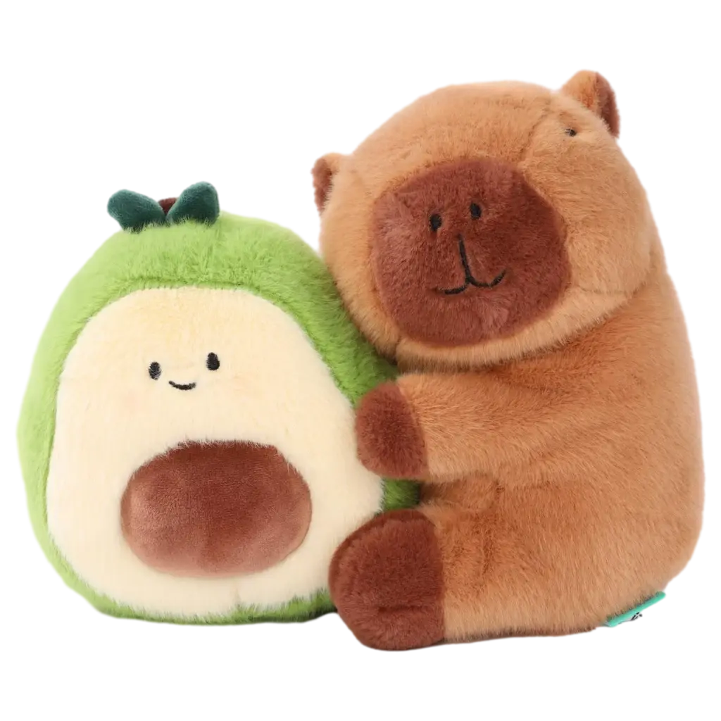 6932559699340.webp Plüschtier Capybara mit Avocado, weich gefüllt (Grün/Braun)
