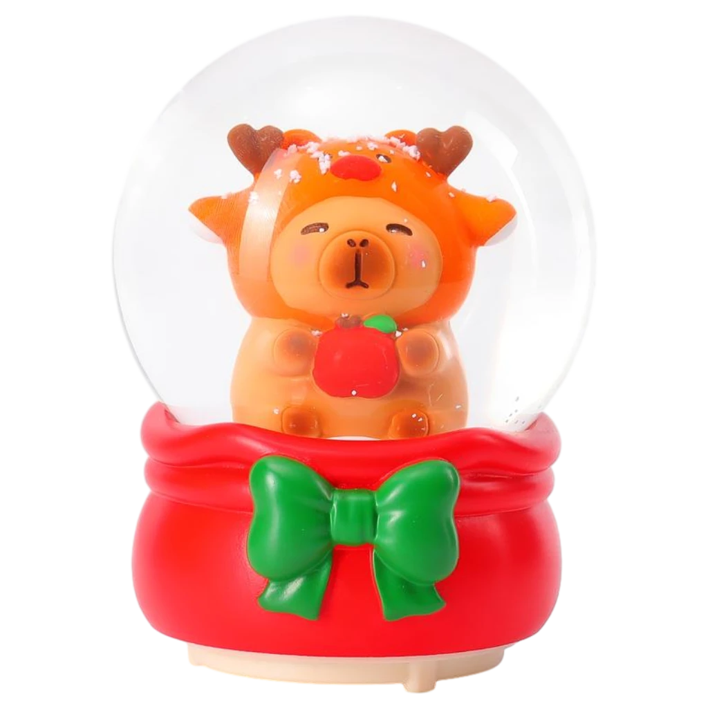6932559699722.webp Schneekugel mit Licht und Musik (80#/Capybara mit Rentierhut)