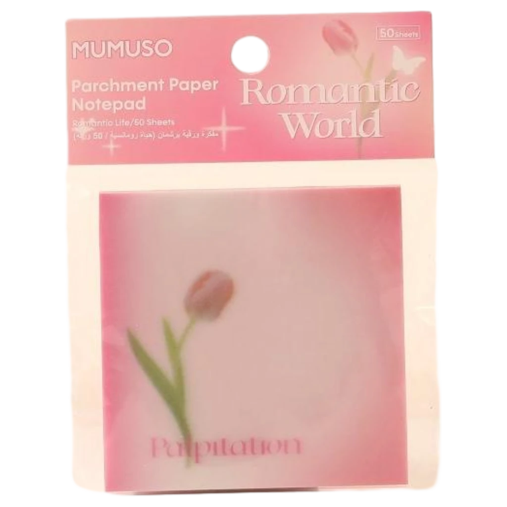 6937046207053.webp Notizblock aus Pergamentpapier mit Blumen-Design, 50 Blatt (Rosa)