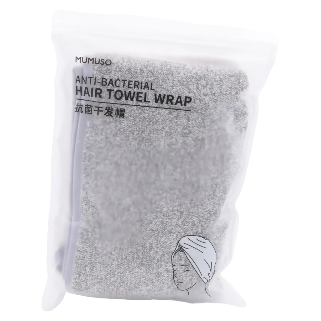 6941347736686_3.webp Antibakterielles Haartrocknungstuch aus Mikrofaser für schnelles Haaretrocknen (Grau)