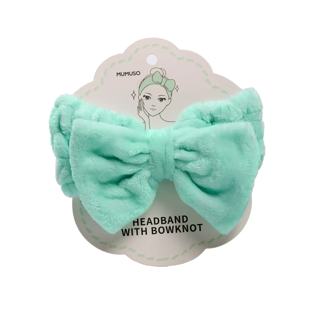 6941347760018.webp Haarband mit Schleife aus Polyester für Gesichtspflege und Make-up (Hellgrün)
