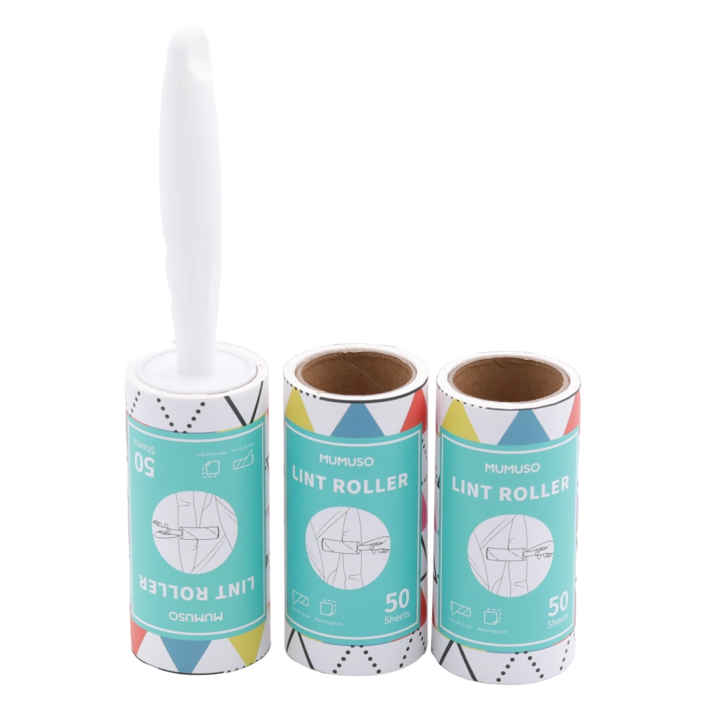 6941347778754_2.webp 3-teiliges Fusselroller-Set aus Kunststoff und Papier mit Dreiecks-Print (Weiß/Bunt)