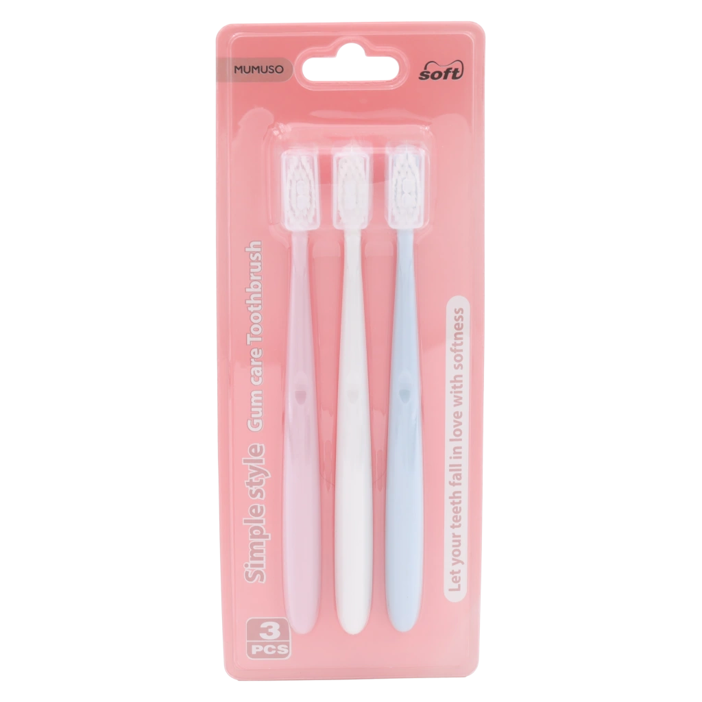 6971291281529_2.webp 3er-Pack Zahnbürsten mit weichen Borsten für sanfte Zahnfleischpflege (Rosa/Weiß/Hellblau)