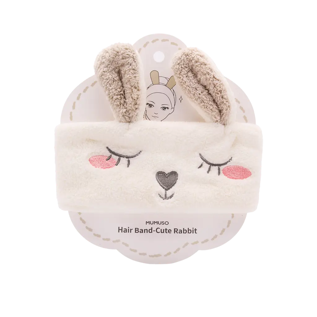 6971710955604.webp Haarband aus Mikrofaser mit Hasen-Design (Weiß) für Gesichtspflege und Styling