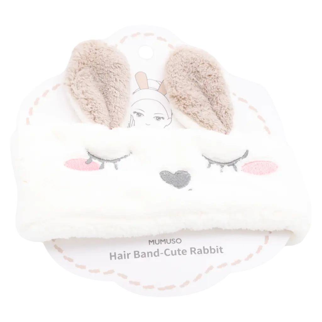 6971710955604_2.webp Haarband aus Mikrofaser mit Hasen-Design (Weiß) für Gesichtspflege und Styling